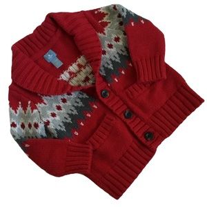 Baby Gap Red Aztec Thick Cardigan Sweater Sz 12-18 mos